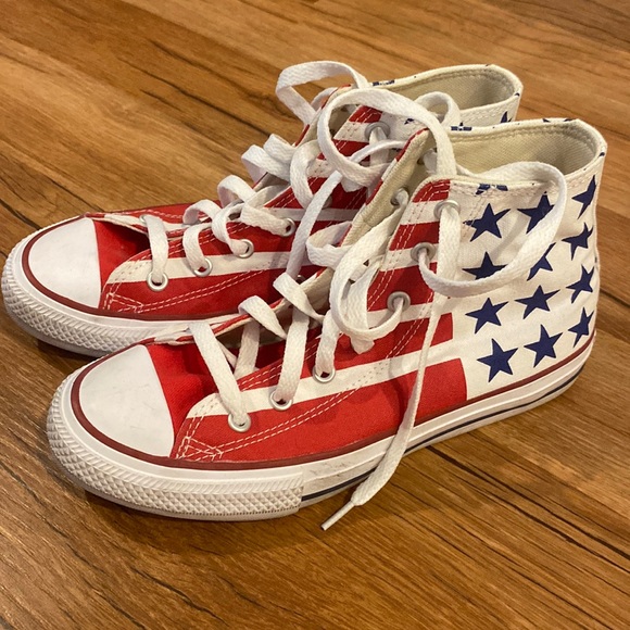 red white and blue converse